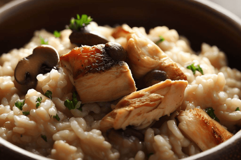 pressure cook chicken and mushroom risotto